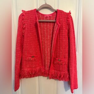 Lilly Pulitzer Simora Fringe Hot Pink Cardigan - new without tags